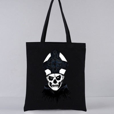 Ghost Band estetický grunge kovový Harajuku nákupné čierne tašky plátená taška tote mamička opakovane použiteľná látková taška kabelka tašky cez rameno
