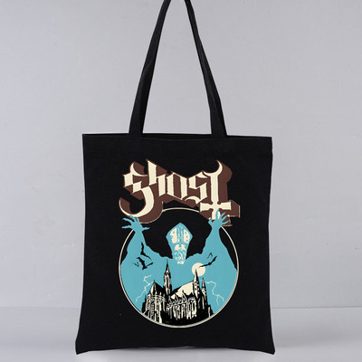 Ghost Band estetický grunge kovový Harajuku nákupné čierne tašky plátená taška tote mamička opakovane použiteľná látková taška kabelka tašky cez rameno