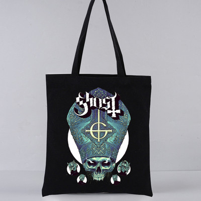 Ghost Band estetický grunge kovový Harajuku nákupné čierne tašky plátená taška tote mamička opakovane použiteľná látková taška kabelka tašky cez rameno