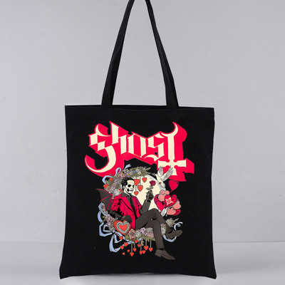 Ghost Band estetický grunge kovový Harajuku nákupné čierne tašky plátená taška tote mamička opakovane použiteľná látková taška kabelka tašky cez rameno