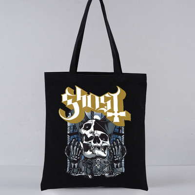 Ghost Band estetický grunge kovový Harajuku nákupné čierne tašky plátená taška tote mamička opakovane použiteľná látková taška kabelka tašky cez rameno