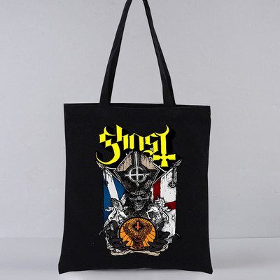 Ghost Band estetický grunge kovový Harajuku nákupné čierne tašky plátená taška tote mamička opakovane použiteľná látková taška kabelka tašky cez rameno