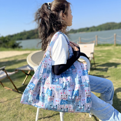 Torbe za kupovinu za višekratnu upotrebu, velike sklopive torbe za kupnju u crtanim crtama, torbe, torbe od 50 funti, modni džepovi, putne torbe za pohranu, perive