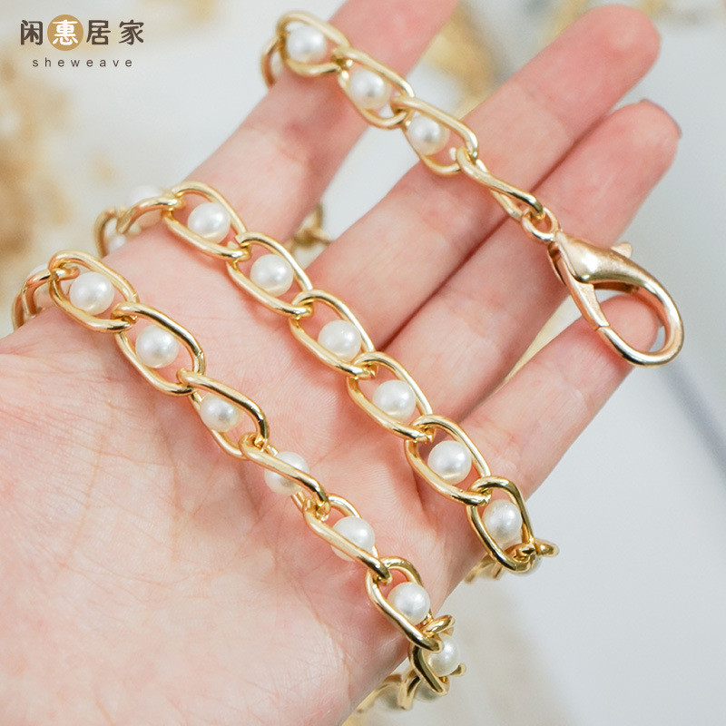 Pearl kotirihm naiste käekoti jaoks Aksessuaarid Vöö brändi käepidemed Uus helmekett Õlg Crossbody Messenger kotirihma kett