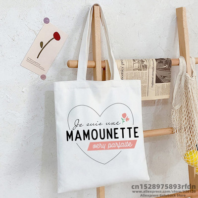 Taška Mamie Chérie coeur idée cadeau mamie femme pour noël Ženy Nákupné plátenná taška Dievčatá Žena Ulzzang Taška cez rameno