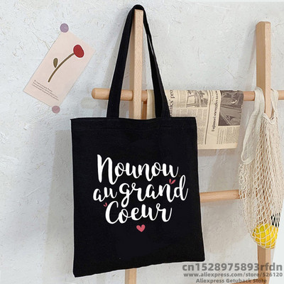 Taška Mamie Chérie coeur idée cadeau mamie femme pour noël Ženy Nákupné plátenná taška Dievčatá Žena Ulzzang Taška cez rameno