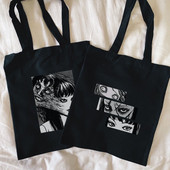 Junji Ito Japāņu Anime Manga Atkārtoti lietojama iepirkumu soma Sieviešu kanvas Tote Somas Apdruka Eco Bag Shopper Plecu somas