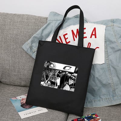 Junji Ito Japāņu Anime Manga Atkārtoti lietojama iepirkumu soma Sieviešu kanvas Tote Somas Apdruka Eco Bag Shopper Plecu somas