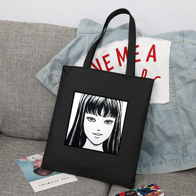 Junji Ito Japāņu Anime Manga Atkārtoti lietojama iepirkumu soma Sieviešu kanvas Tote Somas Apdruka Eco Bag Shopper Plecu somas