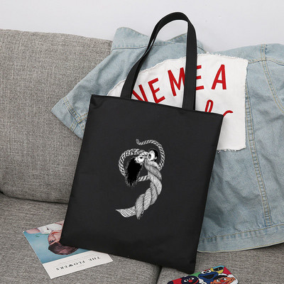 Junji Ito Japāņu Anime Manga Atkārtoti lietojama iepirkumu soma Sieviešu kanvas Tote Somas Apdruka Eco Bag Shopper Plecu somas