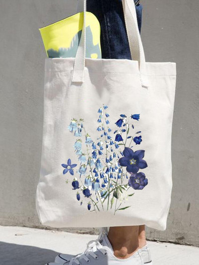 Γυναικεία εκτύπωση Shopper Casual Τσάντες αγορών Γυναικεία Μόδα ώμου 90s Στυλ Flower Floral Κορίτσια Γραφική τσάντα από καμβά