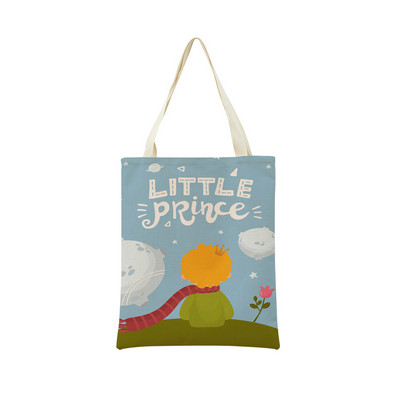 The Little Prince με εκτύπωση διπλής όψης Market Market Τσάντα αγορών Γυναικεία αναδιπλούμενη λινή τσάντα χειρός Εξωτερική φορητή βολική θήκη αποθήκευσης