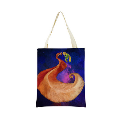 The Little Prince με εκτύπωση διπλής όψης Market Market Τσάντα αγορών Γυναικεία αναδιπλούμενη λινή τσάντα χειρός Εξωτερική φορητή βολική θήκη αποθήκευσης