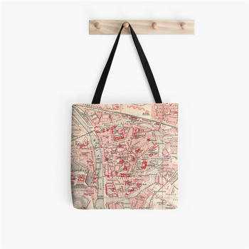 Αστείος Vintage Χάρτης του Κόσμου Tote Bag Γυναικεία τσάντα Harajuku shopper κορίτσι Τσάντα για ψώνια Shoulder Lady Canvas Bag