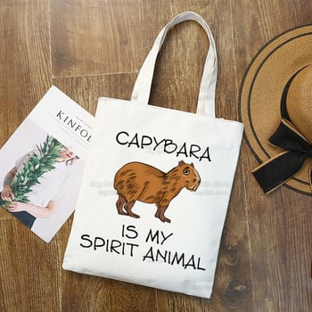 Capybara Cute Ulzzang Shopper Bag Print Canvas Canvas Animal Cartoon Tote Τσάντες Γυναικείες τσάντες Τσάντες ώμου Harajuku