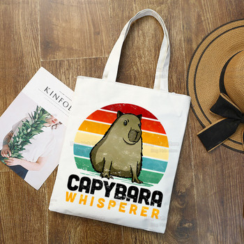 Capybara Cute Ulzzang Shopper Bag Print Canvas Canvas Animal Cartoon Tote Τσάντες Γυναικείες τσάντες Τσάντες ώμου Harajuku