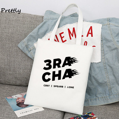 Taška 3Racha Tote Bag Stray Kids v kórejskom štýle K-pop Merch Plátenné kabelky Školské nákupné tašky Bang Chan Changbin Han Jisung cez rameno