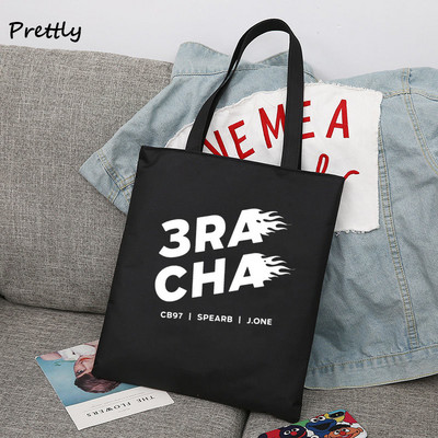 Taška 3Racha Tote Bag Stray Kids v kórejskom štýle K-pop Merch Plátenné kabelky Školské nákupné tašky Bang Chan Changbin Han Jisung cez rameno