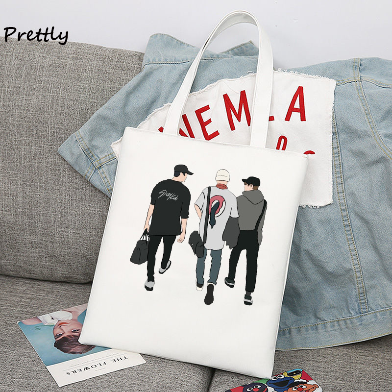 Taška 3Racha Tote Bag Stray Kids v kórejskom štýle K-pop Merch Plátenné kabelky Školské nákupné tašky Bang Chan Changbin Han Jisung cez rameno