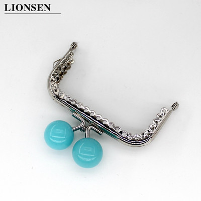 1 db 8,5 cm-es nagy gyöngyök ezüst négyzet alakú fém pénztárca keret fogantyú a kuplungtáskához, kézitáska tartozékaihoz