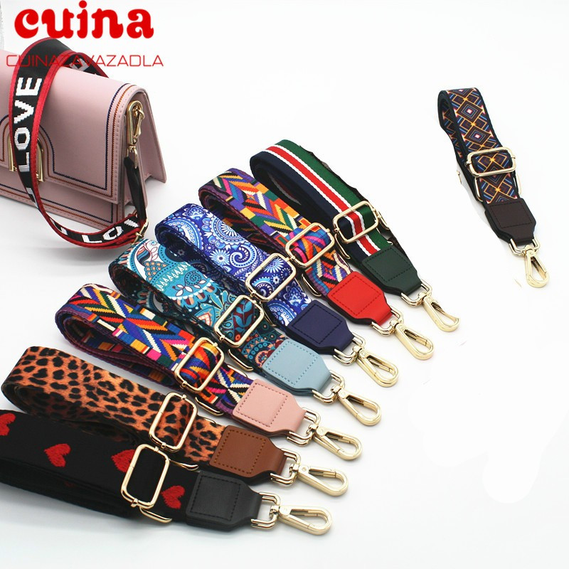 Nylon táska szíj női színes pántok Crossbody Messenger válltáska tartozékokhoz Állítható hímzett övek pántok O táska