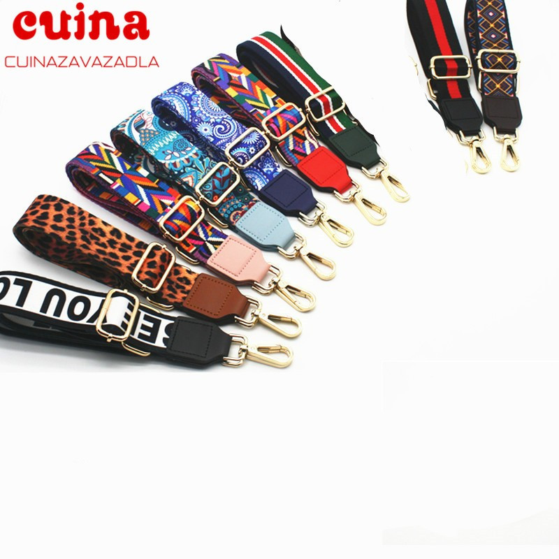 Nylon táska szíj női színes pántok Crossbody Messenger válltáska tartozékokhoz Állítható hímzett övek pántok O táska