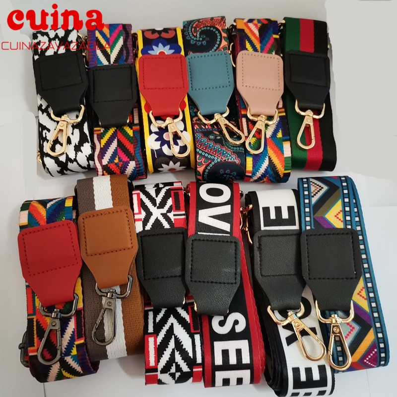 Nylon táska szíj női színes pántok Crossbody Messenger válltáska tartozékokhoz Állítható hímzett övek pántok O táska