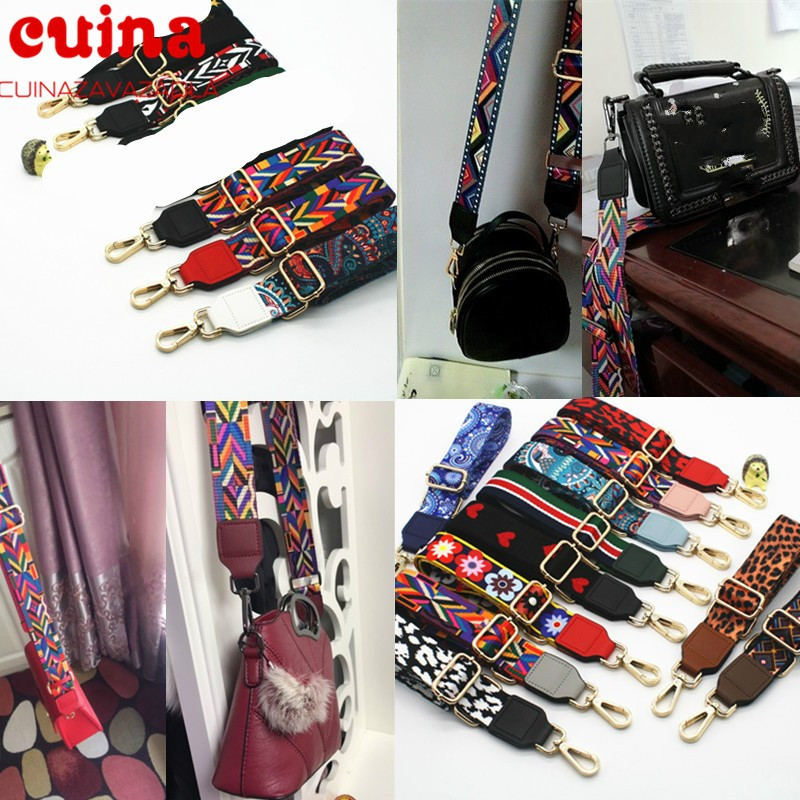 Nylon táska szíj női színes pántok Crossbody Messenger válltáska tartozékokhoz Állítható hímzett övek pántok O táska