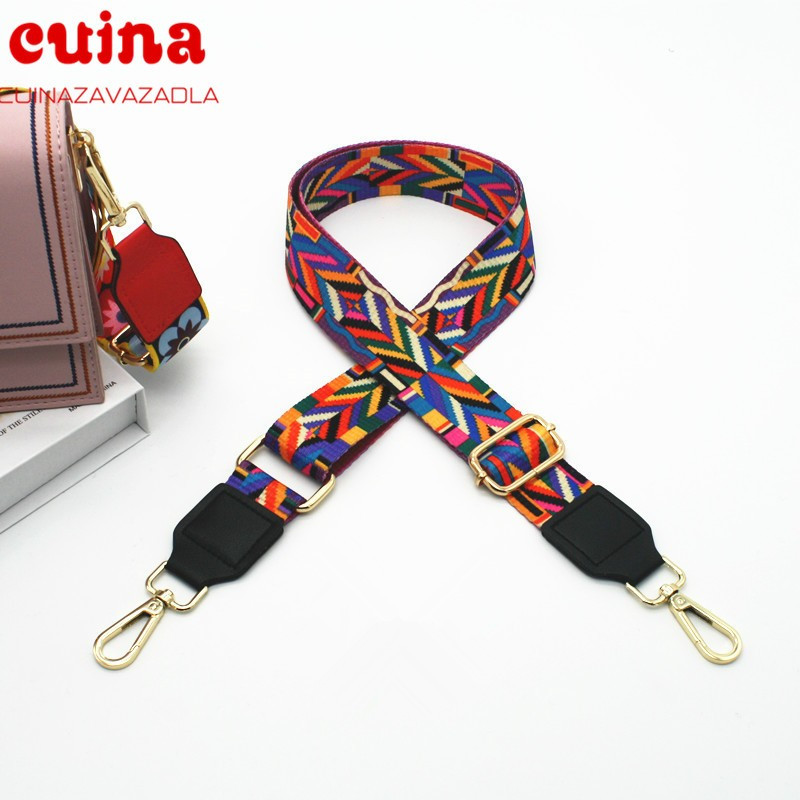 Nylon táska szíj női színes pántok Crossbody Messenger válltáska tartozékokhoz Állítható hímzett övek pántok O táska