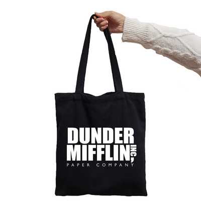Soma Biroja TV šovs Dunder Mifflin Paper Company Drukāt Forša pircēju soma Shopper White Sieviešu pircēju plecu soma Soma