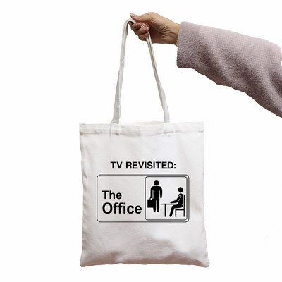 Krepšys Biuro TV laida Dunder Mifflin Paper Company Spausdinti Puikus pirkėjų krepšys Shopper White Moterų krepšiai per petį Krepšys