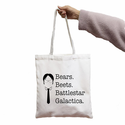 Krepšys Biuro TV laida Dunder Mifflin Paper Company Spausdinti Puikus pirkėjų krepšys Shopper White Moterų krepšiai per petį Krepšys