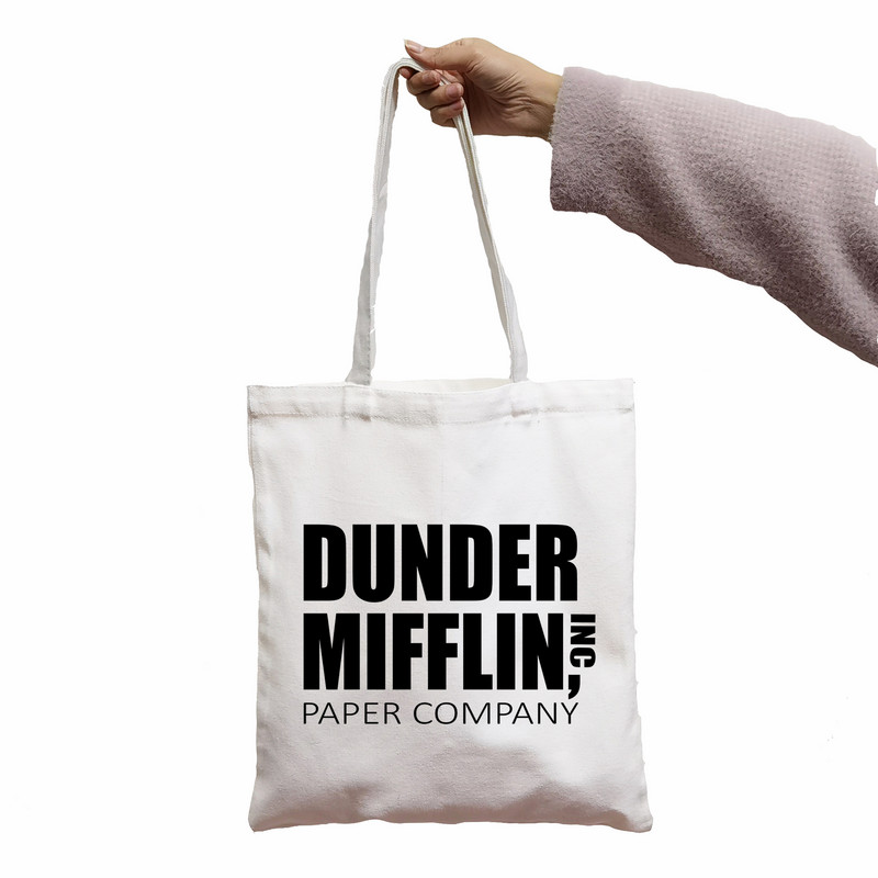 Krepšys Biuro TV laida Dunder Mifflin Paper Company Spausdinti Puikus pirkėjų krepšys Shopper White Moterų krepšiai per petį Krepšys