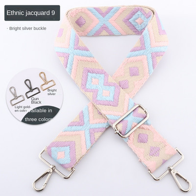 Dámska etnická výšivka, taška cez rameno, doplnky, prenosná taška cez rameno, farebná látka, nylon, nastaviteľný opasok 3,8 cm