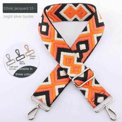 Dámska etnická výšivka, taška cez rameno, doplnky, prenosná taška cez rameno, farebná látka, nylon, nastaviteľný opasok 3,8 cm