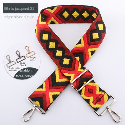 Dámska etnická výšivka, taška cez rameno, doplnky, prenosná taška cez rameno, farebná látka, nylon, nastaviteľný opasok 3,8 cm