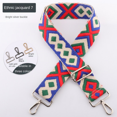 Dámska etnická výšivka, taška cez rameno, doplnky, prenosná taška cez rameno, farebná látka, nylon, nastaviteľný opasok 3,8 cm