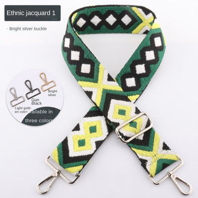 Dámska etnická výšivka, taška cez rameno, doplnky, prenosná taška cez rameno, farebná látka, nylon, nastaviteľný opasok 3,8 cm
