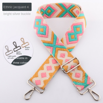Dámska etnická výšivka, taška cez rameno, doplnky, prenosná taška cez rameno, farebná látka, nylon, nastaviteľný opasok 3,8 cm
