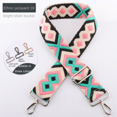 Dámska etnická výšivka, taška cez rameno, doplnky, prenosná taška cez rameno, farebná látka, nylon, nastaviteľný opasok 3,8 cm