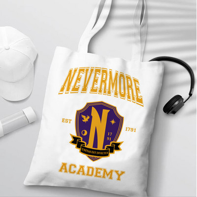 Nevermore Academy Szerda Addams Bevásárlótáska Csomagtartó táskák Női Vászontáska Újrahasználható Bevásárlótáska Női Ökotáska
