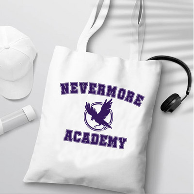 Nevermore Academy Szerda Addams Bevásárlótáska Csomagtartó táskák Női Vászontáska Újrahasználható Bevásárlótáska Női Ökotáska