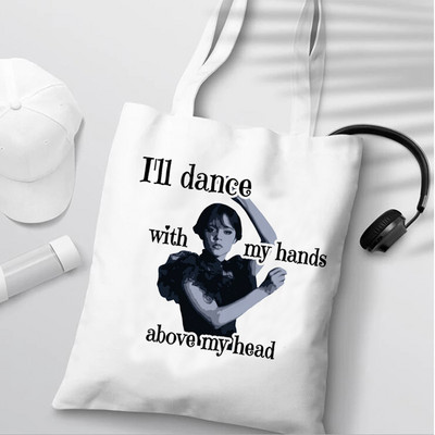 Nevermore Academy Szerda Addams Bevásárlótáska Csomagtartó táskák Női Vászontáska Újrahasználható Bevásárlótáska Női Ökotáska