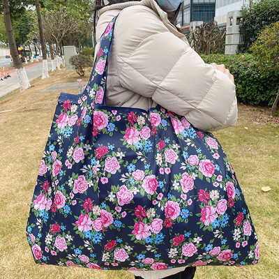 Nagy, újrafelhasználható bevásárlótáska kézitáska Összehajtható női válltáska hordtáska Hordozható divattáska Mosható, nehéz