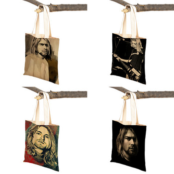 Kurt Cobain Τσάντες αγορών Rock Roll Music Shopper Σχέδιο τσάντα σούπερ μάρκετ Γυναικεία τσάντα χειρός Eco φορητή βολική θήκη αποθήκευσης