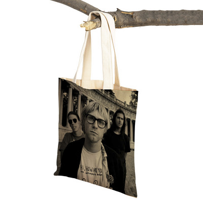 Kurt Cobain Genți de cumpărături Rock Roll Music Shopper Geanta de supermarket Design Genți de mână pentru femei Eco portabil Geanta de depozitare convenabilă