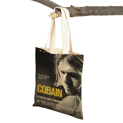 Kurt Cobain Genți de cumpărături Rock Roll Music Shopper Geanta de supermarket Design Genți de mână pentru femei Eco portabil Geanta de depozitare convenabilă