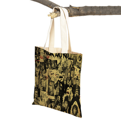 Kurt Cobain Genți de cumpărături Rock Roll Music Shopper Geanta de supermarket Design Genți de mână pentru femei Eco portabil Geanta de depozitare convenabilă