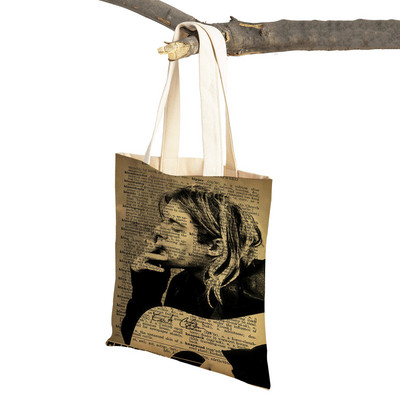 Kurt Cobain Genți de cumpărături Rock Roll Music Shopper Geanta de supermarket Design Genți de mână pentru femei Eco portabil Geanta de depozitare convenabilă