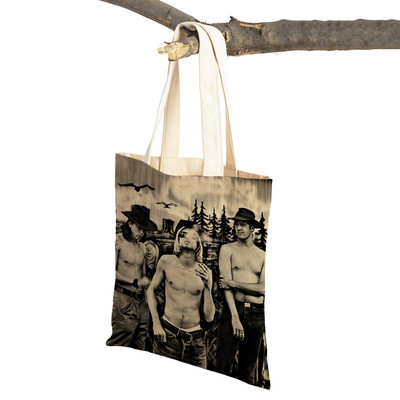 Kurt Cobain Genți de cumpărături Rock Roll Music Shopper Geanta de supermarket Design Genți de mână pentru femei Eco portabil Geanta de depozitare convenabilă